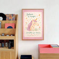 Framed kids room wall art reading Believe in magic