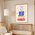 Wooden hanging scroll rabbit reading poster for a cozy reading nook