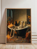 Gothic bathroom print shown as spooky framed wall decor
