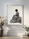 Black woman portrait wall art with leopard and gold frame