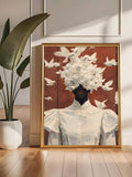 Luxury portrait canvas print with cream black and gold tones