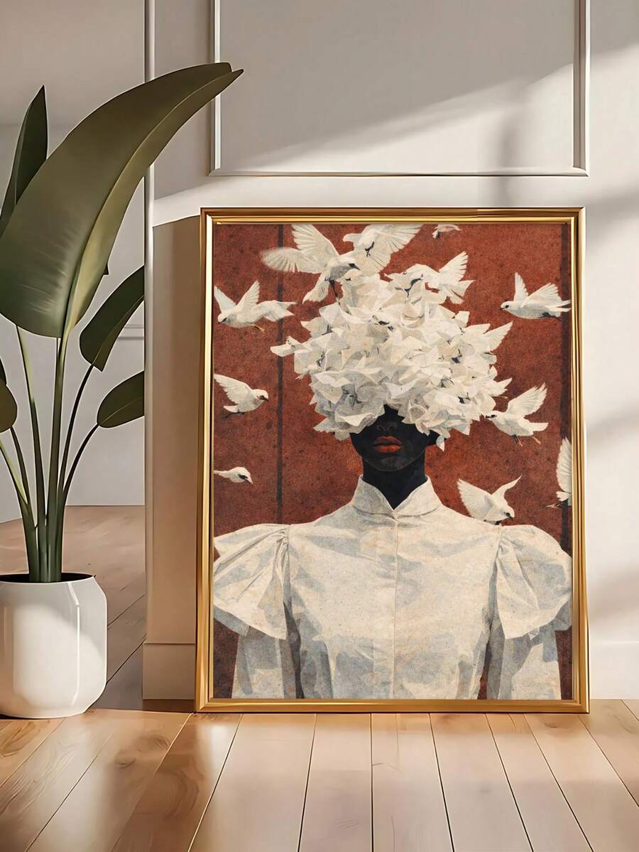 Luxury portrait canvas print with cream black and gold tones