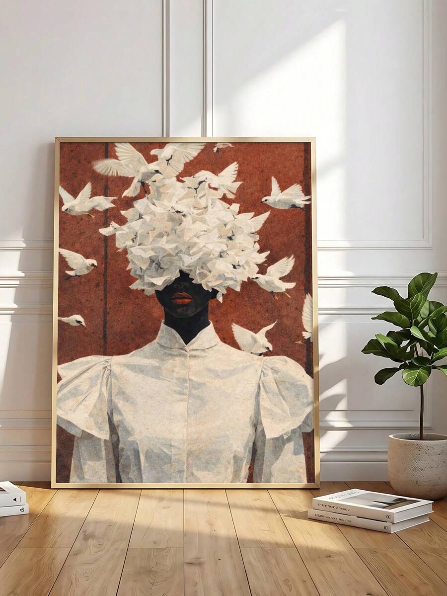 Modern statement wall art for boho living room