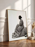 Feminine floral portrait canvas print for modern decor