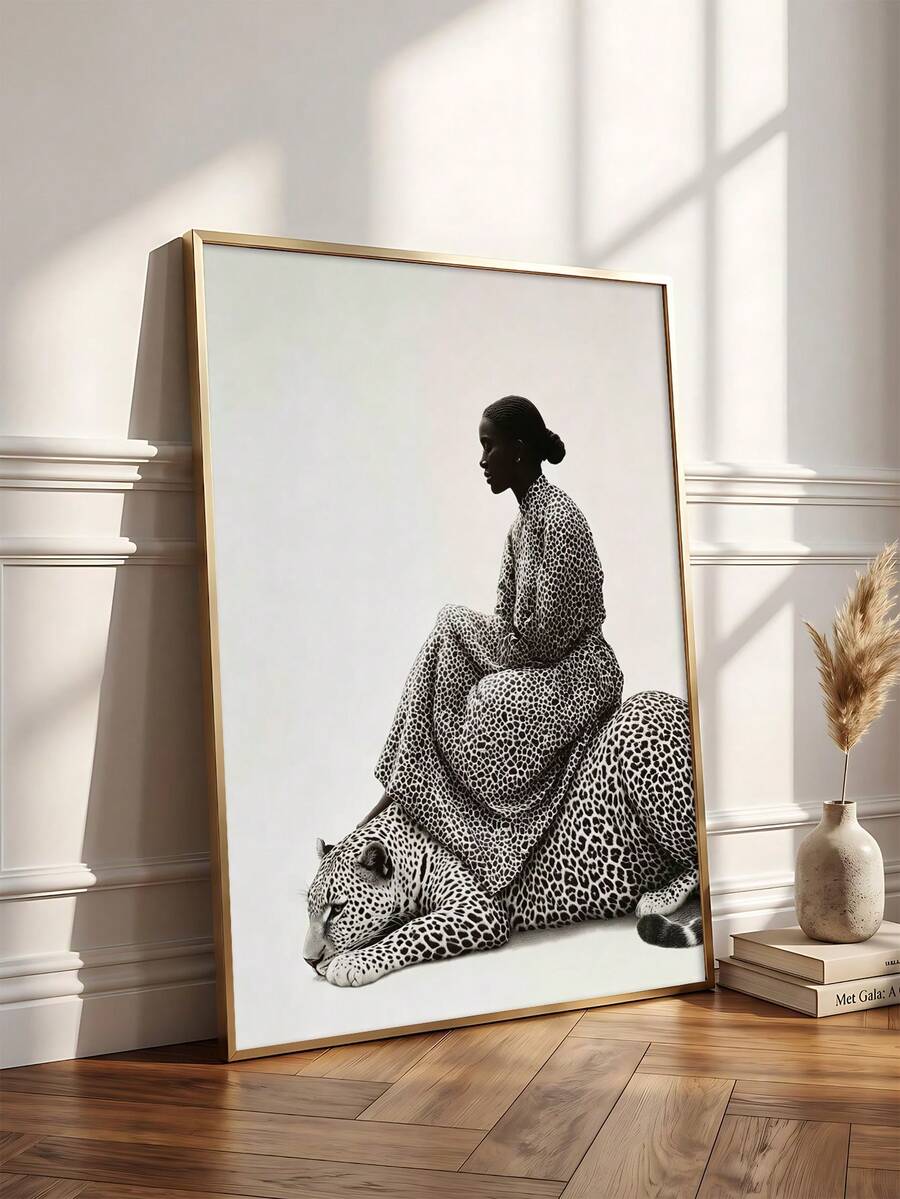 Feminine floral portrait canvas print for modern decor