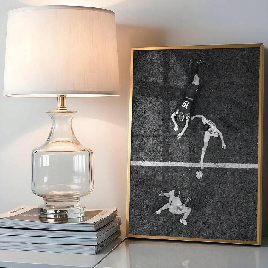 Framed soccer art for office game room or sports room
