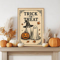 Distressed vintage Halloween poster with ornate border