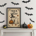 Cute witch hat ghost and jack-o-lantern wall art