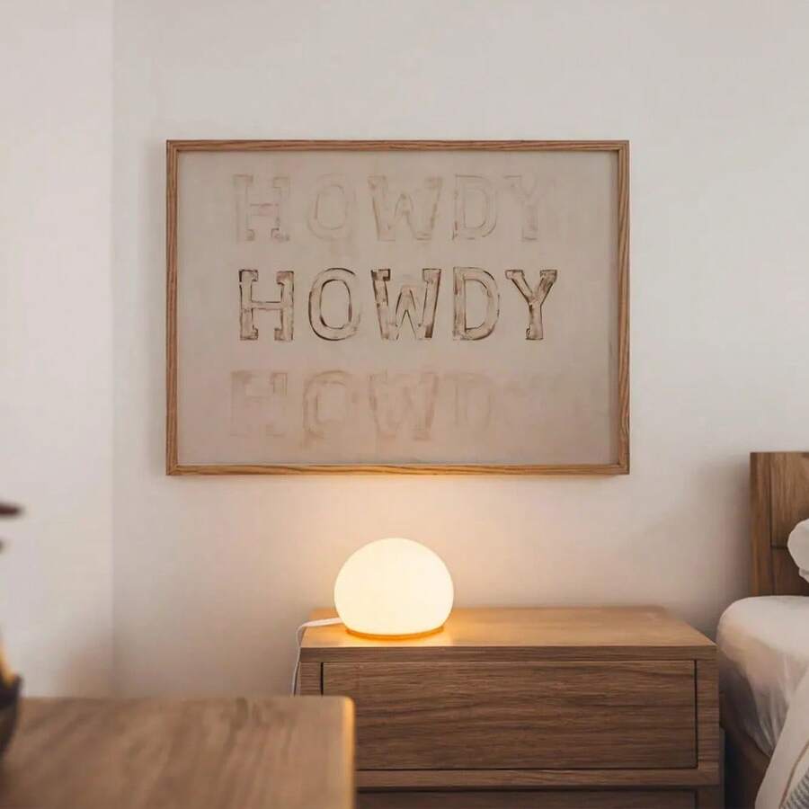 Boho western Howdy canvas poster in neutral tones