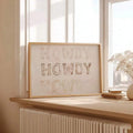 Neutral beige Howdy poster for ranch style decor
