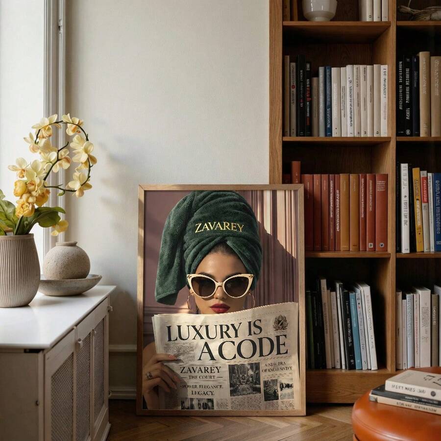 Fashion wall art display option with gold tones blush pink and deep green