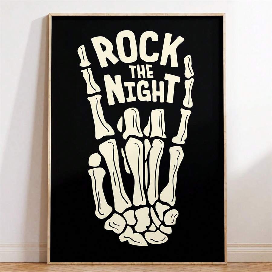 The "Rock The Night" Fashionable Skeleton Halloween Autumn Canvas Poster brings a bold mix of spooky Halloween style and edgy fashion into one eye-catching artwork. Featuring a stylish skeleton with a rebellious attitude, dramatic details, and autumn-inspired elements, this design combines gothic aesthetics with playful rock-and-roll energy for a distinctive seasonal statement.