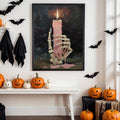 Vintage Gothic Skeleton Holding Dripping Pink Candle Dark Academia Canvas Poster 