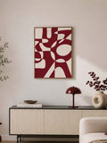 Mid-century abstract artwork with curved bands and circles