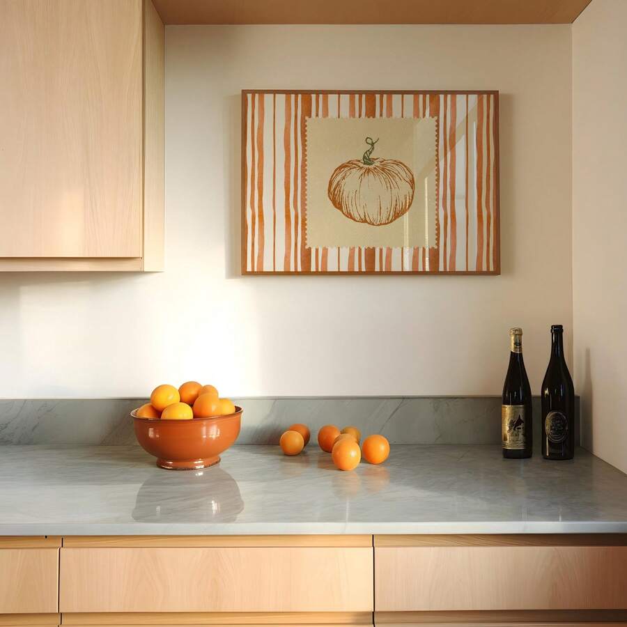 Autumn kitchen canvas decor in cream and muted green