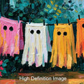 Close up textured ghost laundry canvas art detail