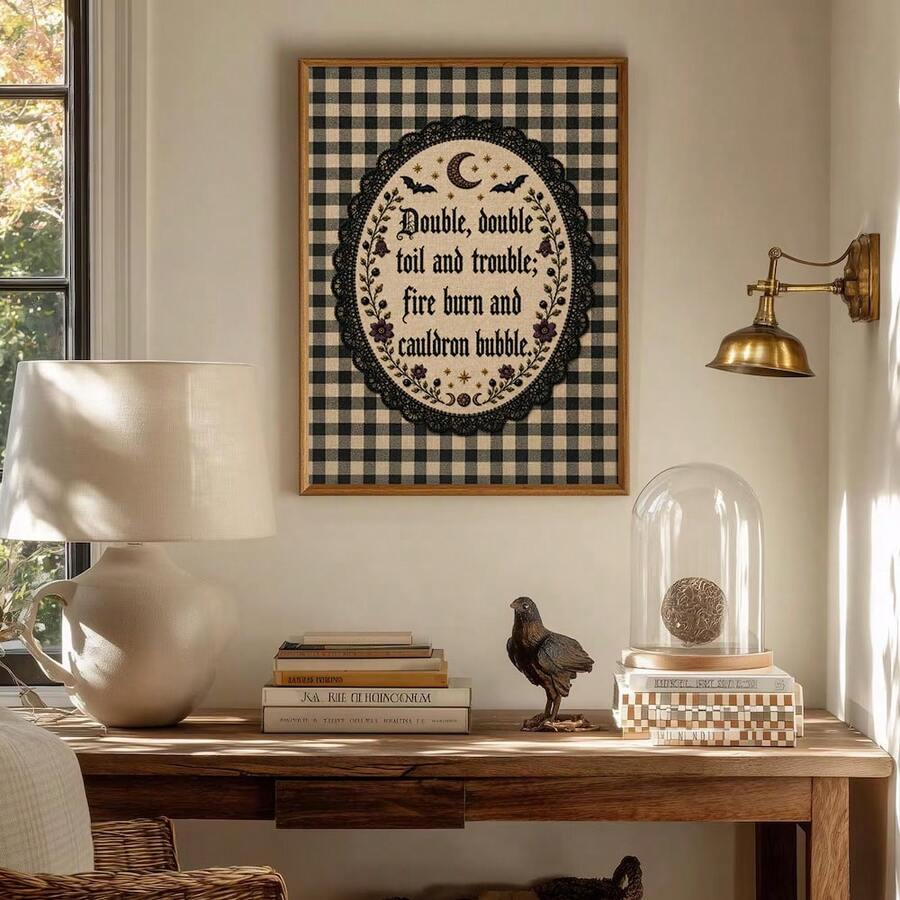 Gothic witch quote canvas poster in ornate dark frame