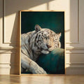 White tiger canvas leaning on classic wall