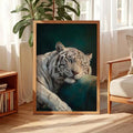 Tiger canvas poster in sunlit living room