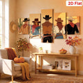 Cowboy canvas wall art set with western hats ranch scenery and autumn color