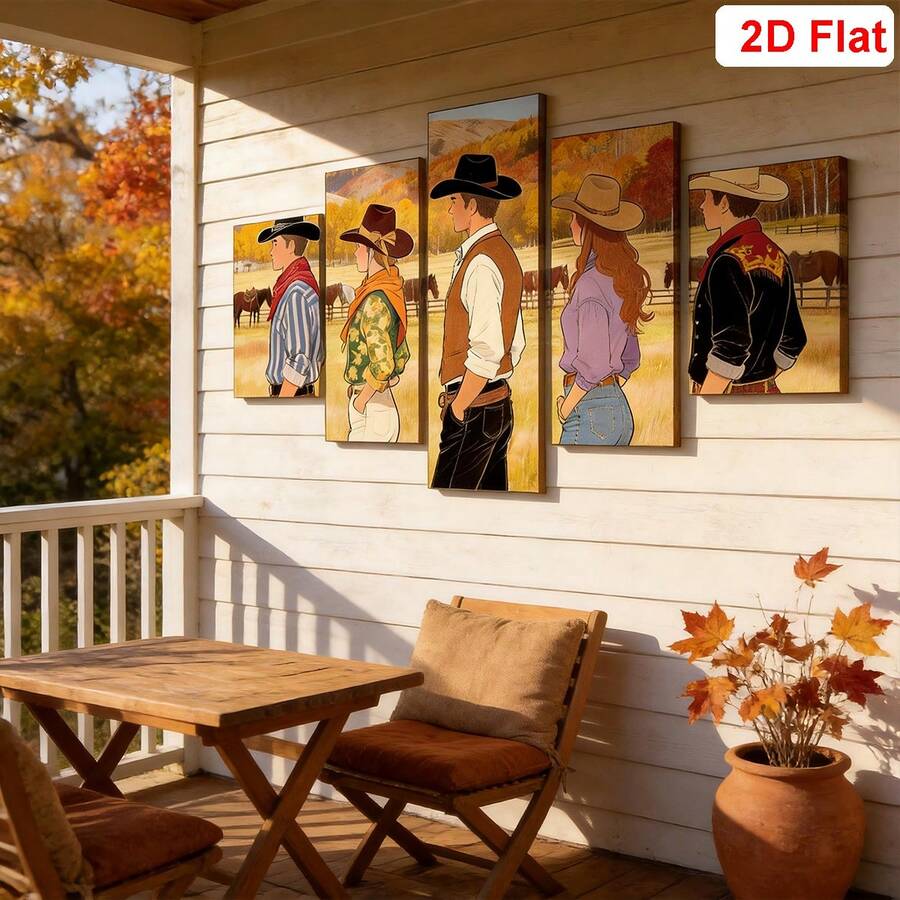Western wall art set shown as multi panel rustic farmhouse decor