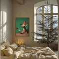 Festive reindeer wall art holding champagne coupe