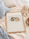 Two Cute Rabbits Sleeping In Heart Shaped Blanket Canvas Poster 