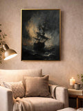 Pirate ship wall art for study living room or gothic gallery wall