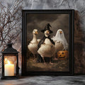Farmhouse Halloween print shown as framed seasonal wall art