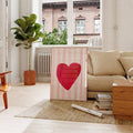 Modern Minimalist Red Heart & Pink Striped Fashion Canvas Poster