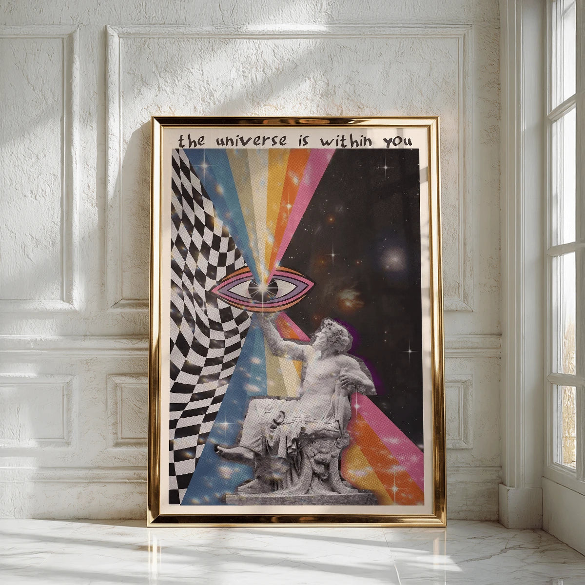 Vintage Retro 70s The Universe Within You Space Canvas Poster