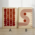 Design A rust circle grid Bauhaus print on dining room sideboard