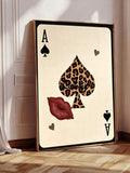 Ace of spades poster variant with leopard print spade red lips lucky text gold hearts and black card border