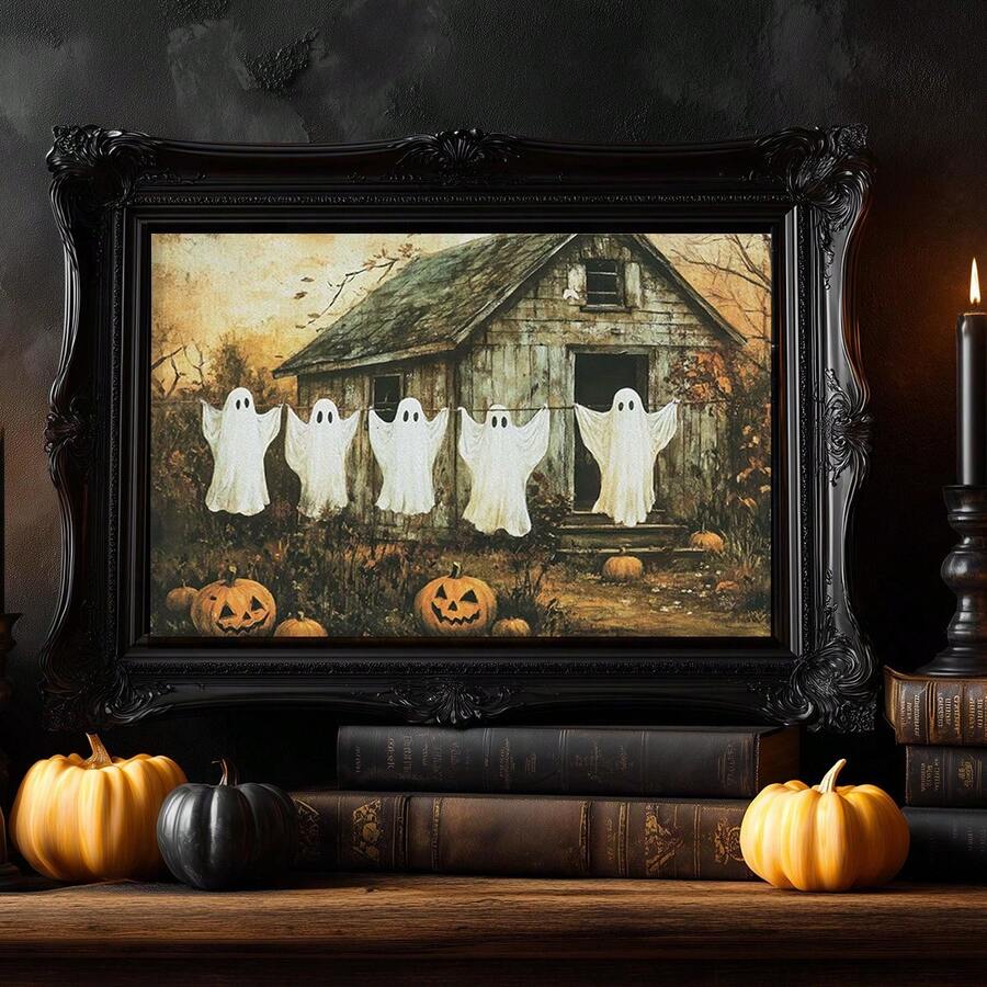 Vintage ghost print styled in rustic fall wall decor