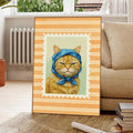 Watercolor tabby cat portrait for cozy cat lover decor