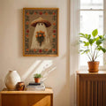 Cottagecore Halloween poster shown in framed wall mockup