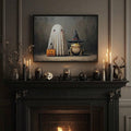 Cute Halloween wall art in framed mantel display