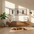 The Modern Arch Window Minimalist Reading Lover Aesthetic Canvas Poster features a serene arched window scene