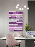 Purple inspirational typography poster displayed in a modern dining room