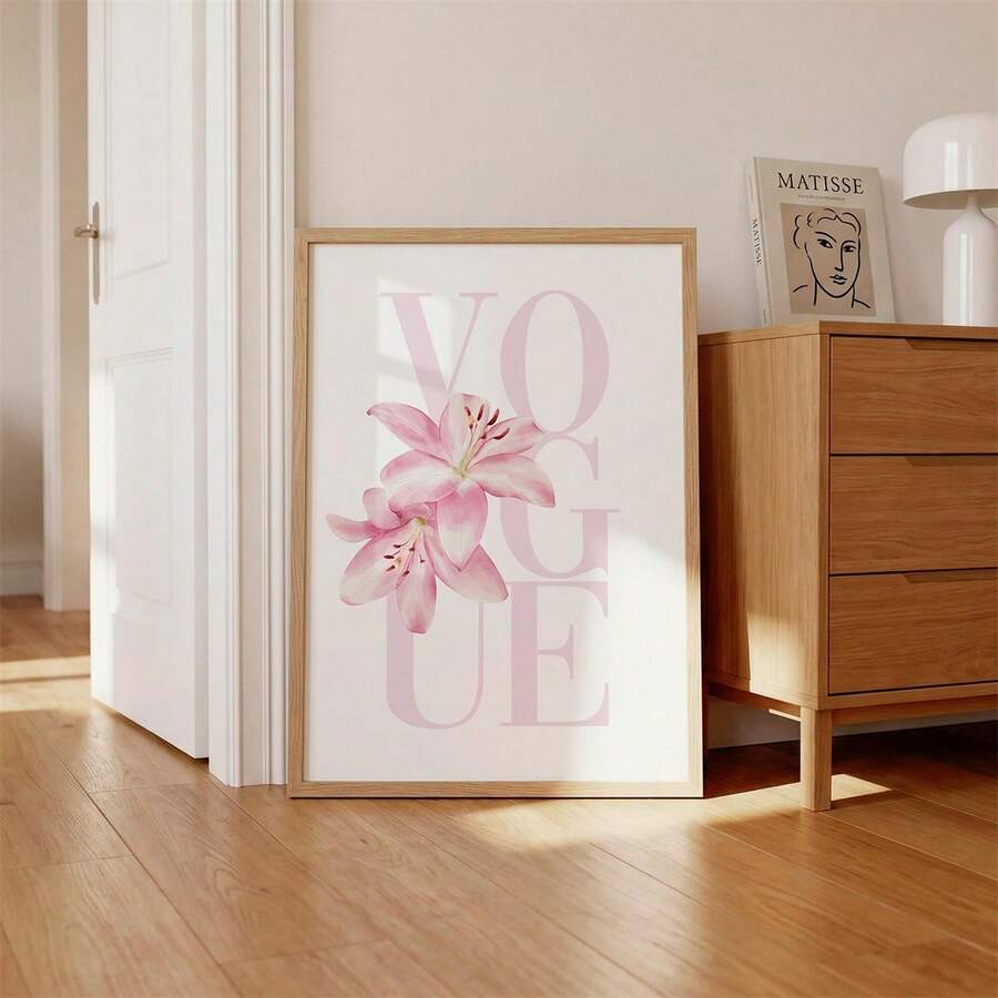 Feminine wall decor with lily flowers for vanity or dressing room