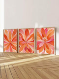 3 Piece Set Terracotta Pink Abstract Floral Bohemian Canvas Poster 