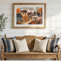 Cozy autumn cottage landscape poster in a farmhouse interior