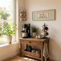 Preppy floral wall art with pink tulips and ochre border