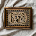 Playful demon warning canvas decor for a guest bathroom