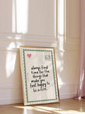 Vintage postcard typography canvas displayed in a paneled living room