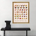 8-bit kitchen wall art shown in gold framed canvas style