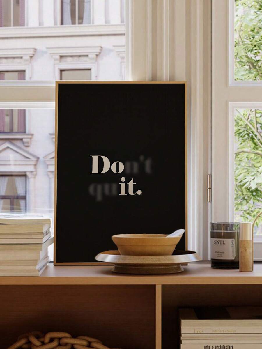 Motivational wall art shown in natural wood frame mockup