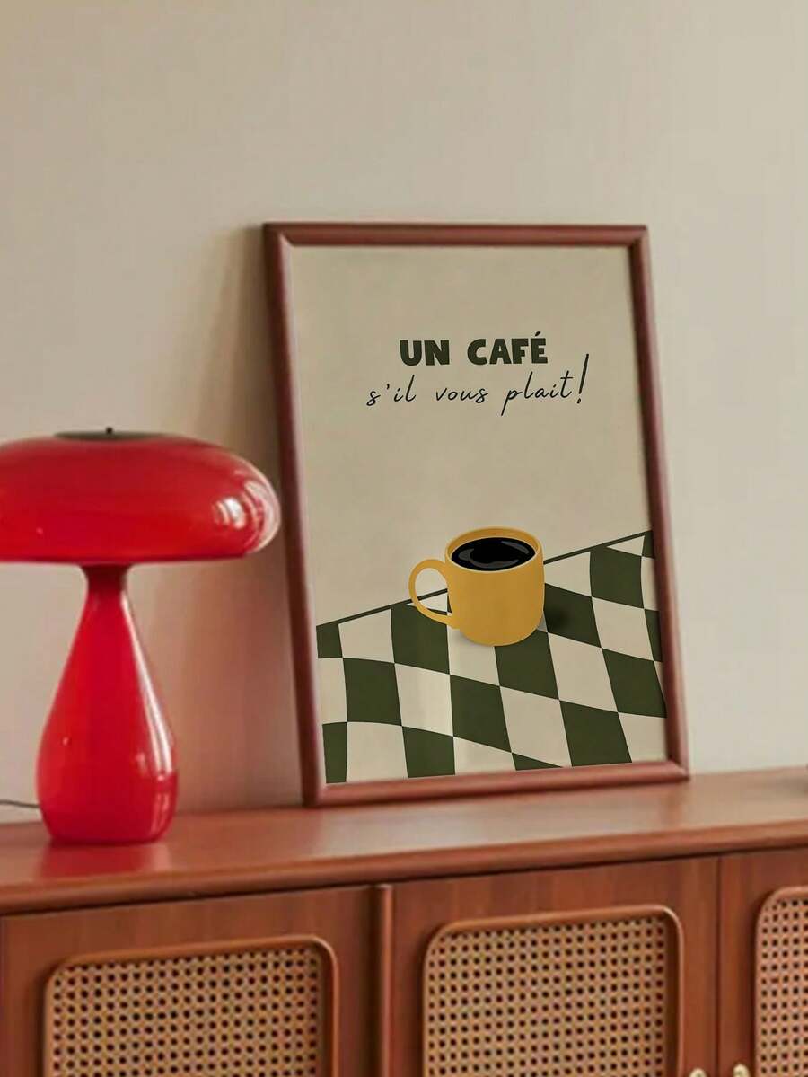 Playful coffee typography poster in cream and green