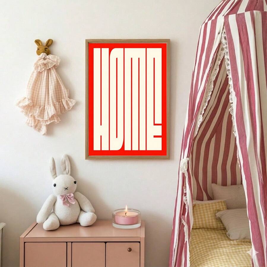 Bold red geometric abstract poster for minimalist decor
