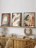Frameless Mediterranean wall art triptych for coastal decor